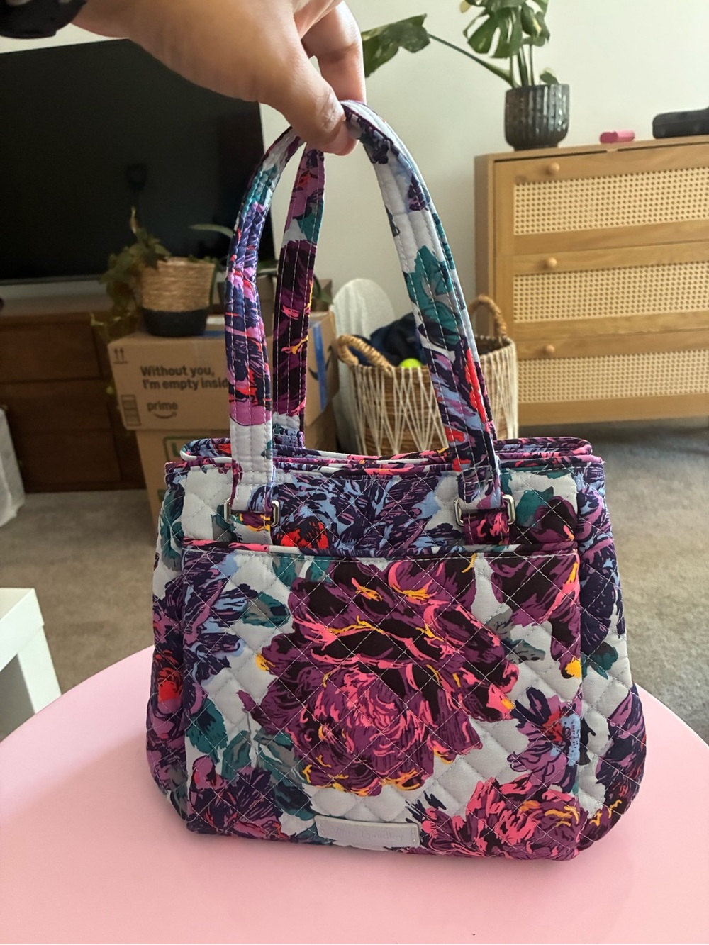 Vera Bradley Quilted Floral Mini Tote in Purple, Pink and Teal